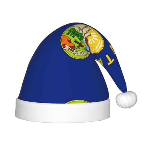 Weihnachtsmütze mit Nebraska Staatsflagge, klassische Weihnachtsmann- und Neujahrsparty-Kopfbedeckung, perfekt für Feiertage, Halloween von SamLng