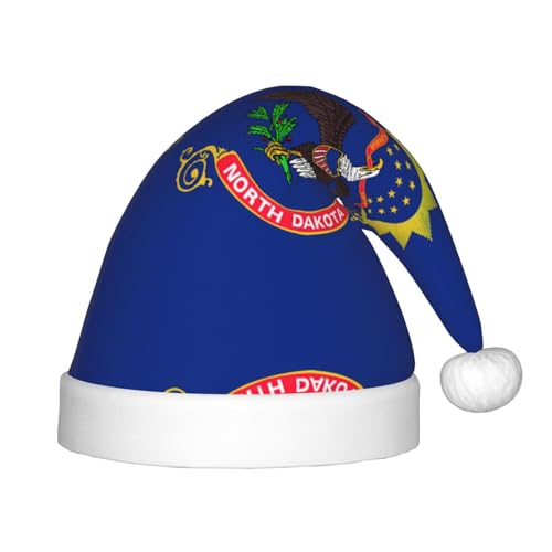 Weihnachtsmütze mit Nord-Dakota-Flagge, klassische Weihnachtsmann- und Neujahrsparty-Kopfbedeckung, perfekt für Feiertage, Halloween Weihnachtsmütze mit Nord-Dakota-Flagge, klassische Weihnachtsmann- und Neujahrsparty-Kopfbedeckung, perfekt für Feiertage, Halloween von SamLng