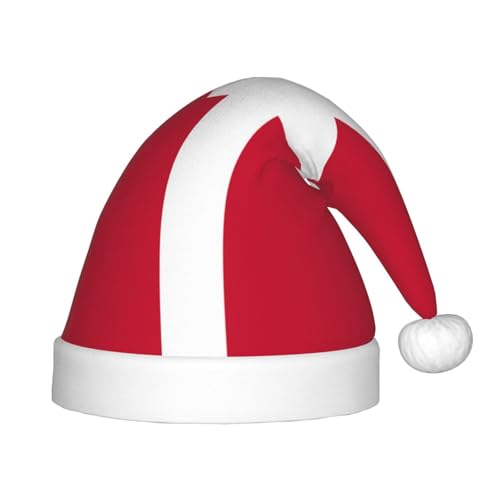 Weihnachtsmütze mit dänischer Flagge, klassische Weihnachtsmann- und Neujahrsparty-Kopfbedeckung, perfekt für Feiertage, Halloween von SamLng