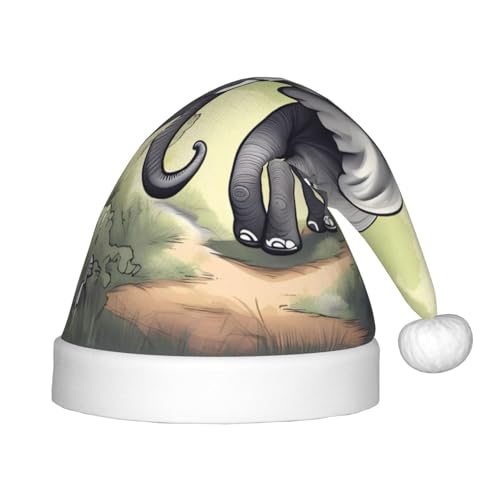 Weihnachtsmütze mit gehendem Elefant – klassische Weihnachtsmann- und Neujahrsparty-Kopfbedeckung – perfekt für Feiertage, Halloween von SamLng