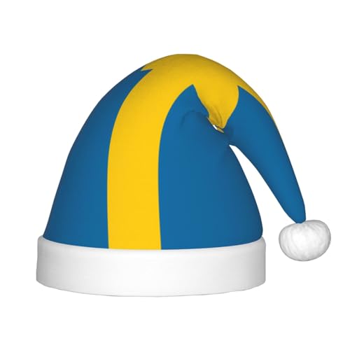 Weihnachtsmütze mit schwedischer Flagge, klassische Weihnachtsmann- und Neujahrsparty-Kopfbedeckung, perfekt für Feiertage, Halloween Weihnachtsmütze mit schwedischer Flagge, klassische Weihnachtsmann- und Neujahrsparty-Kopfbedeckung, perfekt für Feiertage, Halloween von SamLng