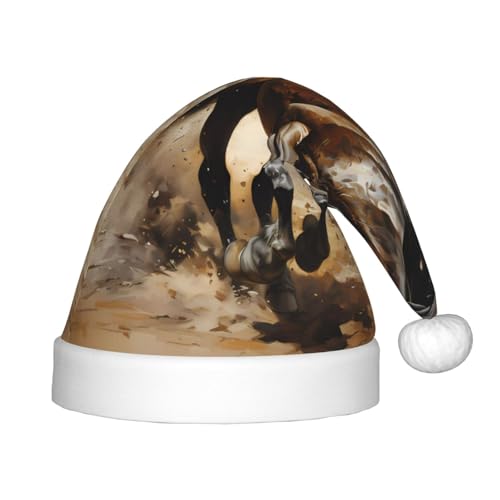 Westernpferd-Weihnachtsmütze – klassische Weihnachtsmann- und Neujahrsparty-Kopfbedeckung – perfekt für Feiertage, Halloween von SamLng