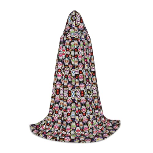 Umhang mit bunten Totenköpfen mit Kapuze – ideal für Jedi-, Zauberer- und Magier-Mottopartys, Maskeraden, Halloween, Ostern, Karneval Umhang mit bunten Totenköpfen mit Kapuze – ideal für Jedi-, Zauberer- und Magier-Mottopartys, Maskeraden, Halloween, Ostern, Karneval von Samlng