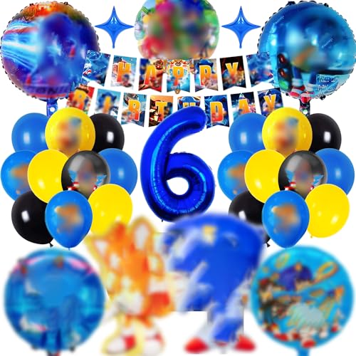 Geburtstagsdeko 6 Jahre, Sammelalbum 31 Stück Soni Ballons Geburtstag Set, Luftballons Kindergeburtstag Deko, Ballon Party Dekoration mit 3D Folienballon Girlanden für Junge und Mädchen von Sammelalbum