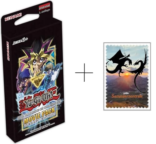Yu-Gi-Oh! The Dark Side of Dimensions Movie Pack: Secret Edition 3er Booster Pack deutsch + Sammlerzentrale Sleeve in Standardgröße (für z.B. Pokemon, Magic) von Sammlerzentrale