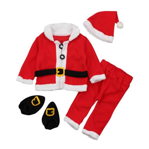 Samorukfor Weihnachten Cosplay Baby MäDchen Kleidung Anzug Rot Neugeborenes Samt Baby Kleidung Hut + Tops + Hose + Socken Outfit KostüMe 70 von Samorukfor