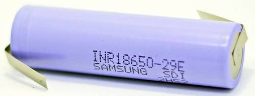 Samsung INR18650-29E ZLF Spezial-Akku 18650 Flat-Top, hochtemperaturfähig, Z-Lötfahne Li-Ion 3.6V von Samsung