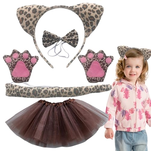 Haarreif mit Leopardenmuster, Halloween-Leoparden-Kostüm, Fliege, Tier-Cosplay-Set mit Tutu, Stirnband, Schwanz, für Mädchen, Kinder, Cosplay-Kostüm, Alter 3–14 Jahre Haarreif mit Leopardenmuster, Halloween-Leoparden-Kostüm, Fliege, Tier-Cosplay-Set mit Tutu, Stirnband, Schwanz, für Mädchen, Kinder, Cosplay-Kostüm, Alter 3–14 Jahre von Samuliy
