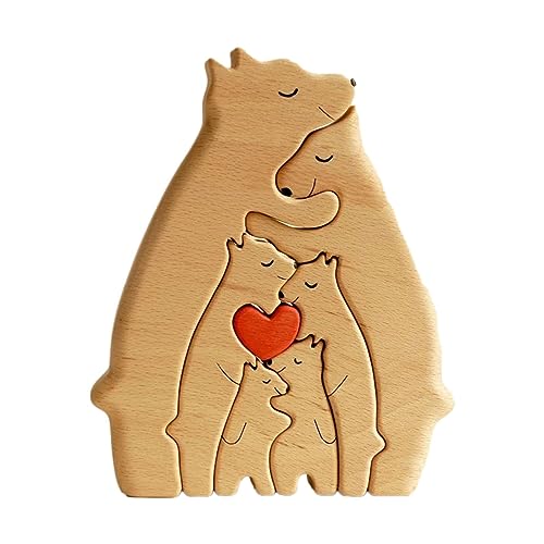 Personalisiertes Holz-Bär-Puzzle – Bären-Familiendekoration – dekorative Holzbär-Familienstatue | benutzerdefinierte Familiennamenskulptur, Geschenk für Weihnachten, Geburtstage von Samuliy