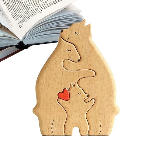Personalisiertes Holz-Bär-Puzzle – Bären-Familiendekoration – dekorative Holzbär-Familienstatue | benutzerdefinierte Familiennamenskulptur, Geschenk für Weihnachten, Geburtstage von Samuliy