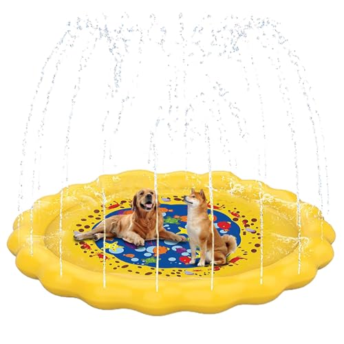 Samuliy Hund Wasser Pad Sprinkler - Große Anti-Rutsch 67 Zoll Hund Spritzen Pad | Dickes Faltbares Hundepool Pad, Haustier Sommer Outdoor Wasser Spielzeug, Passt von Hunden Samuliy Hund Wasser Pad Sprinkler - Große Anti-Rutsch 67 Zoll Hund Spritzen Pad | Dickes Faltbares Hundepool Pad, Haustier Sommer Outdoor Wasser Spielzeug, Passt von Hunden von Samuliy