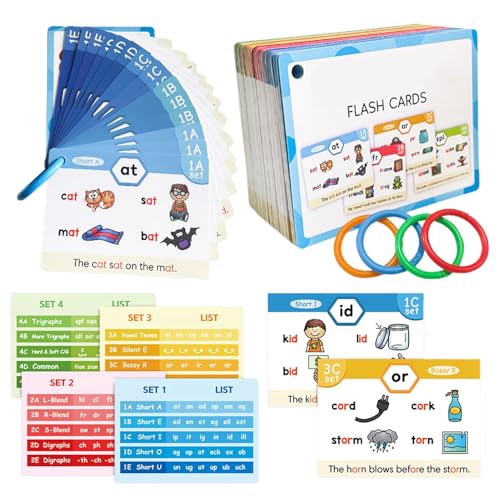 Samuliy Phonics-Karten, Phonics-Lernkarten - Sichtwort-Lernkarten,Root Phonics Games Vokabelkarten-Set, pädagogisches Heimschulzubehör für den Klassenzimmer-Heimkindergarten Samuliy Phonics-Karten, Phonics-Lernkarten - Sichtwort-Lernkarten,Root Phonics Games Vokabelkarten-Set, pädagogisches Heimschulzubehör für den Klassenzimmer-Heimkindergarten von Samuliy
