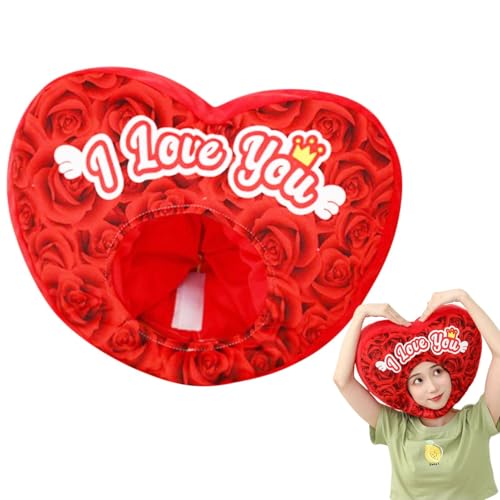 Samuliy Rotes Herz-Kostüm – weicher Valentins-Kopfschmuck mit Aufschrift "I Love You", warmer weicher Hut, Foto-Requisiten für Damen und Herren Samuliy Rotes Herz-Kostüm – weicher Valentins-Kopfschmuck mit Aufschrift "I Love You", warmer weicher Hut, Foto-Requisiten für Damen und Herren von Samuliy