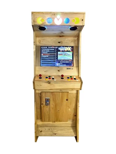 San-J SAN-J Arcade Spielautomat aus Holz, Natur, Handgefertigter, 3000 Klassische Videospiele, 22-Zoll Monitor, 2 Spieler Videospielautomat von San-J
