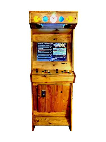San-J Arcade Spielautomat aus Holz, Teak, Handgefertigter, 3000 Klassische Videospiele, 22-Zoll Monitor, 2 Spieler Videospielautomat von San-J