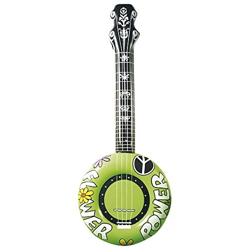 Widmann 23951 - Aufblasbares Banjo, 100 cm, Gitarre, Musiker, Sänger, Flower Power, Karneval, Mottoparty von WIDMANN