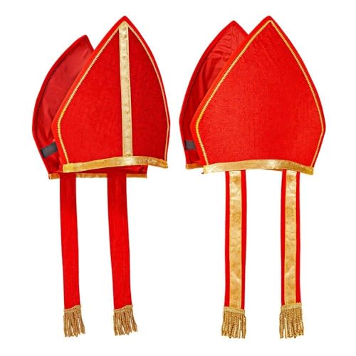 W WIDMANN MILANO Party Fashion 8521P - Kalotte aus Samt, Heiliger Nikolaus, Knecht Rupprecht, Weihnachten, Mottoparty, Karneval von WIDMANN