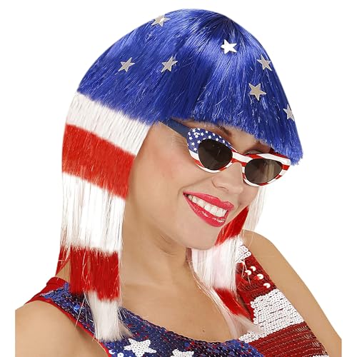 Widmann 06747 - Perücke Miss America, blau-rot-weiß, USA, Karneval, Mottoparty Widmann 06747 - Perücke Miss America, blau-rot-weiß, USA, Karneval, Mottoparty von W WIDMANN MILANO Party Fashion