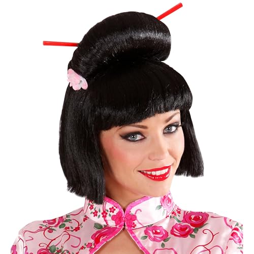 Widmann J0578 - Perücke Geisha, schwarz, mit Blumen und Stäbchen, Kunsthaarperücke, Mottoparty, Karneval Widmann J0578 - Perücke Geisha, schwarz, mit Blumen und Stäbchen, Kunsthaarperücke, Mottoparty, Karneval von WIDMANN MILANO PARTY FASHION