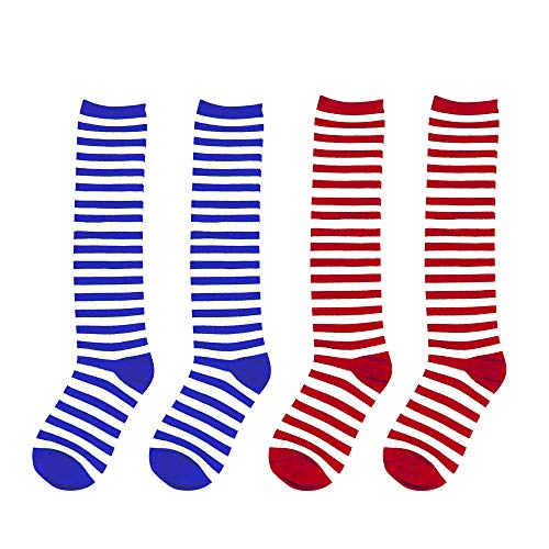 Widmann - Ringelstrümpfe, Rot-Weiß oder Blau-Weiß, keine Farbauswahl möglich, Clown, Karneval, Mottoparty von W WIDMANN