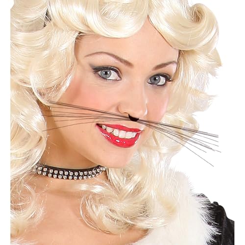 W WIDMANN MILANO Party Fashion 1804A - Katzen Schnurrbart, Schwarz, Accessoire, Karneval, Mottoparty von WIDMANN MILANO PARTY FASHION