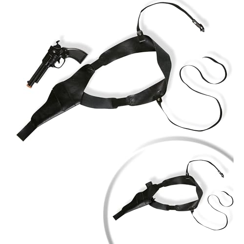 W WIDMANN MILANO Party Fashion 04116 - Pistolenhalter mit Pistole, Schwarz, Gürtel, Gangster, Kostüm, Accessoire, Karneval, Mottoparty von W WIDMANN MILANO Party Fashion