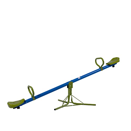 Sandora 40215 Kinder - Wippe + mit 360° Rotation XSS002-50kg Gewicht pro Seite mit Boden - Anker für Spaß im eigenen Garten blau/grün von Sandora