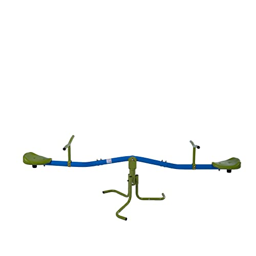 Sandora 40220 Kinder - Wippe Light mit gebogenem Mittelrohr und 360° Rotation XSS005-50kg Gewicht pro Seite mit Boden - Anker für Spaß im eigenen Garten blau/grün von Sandora