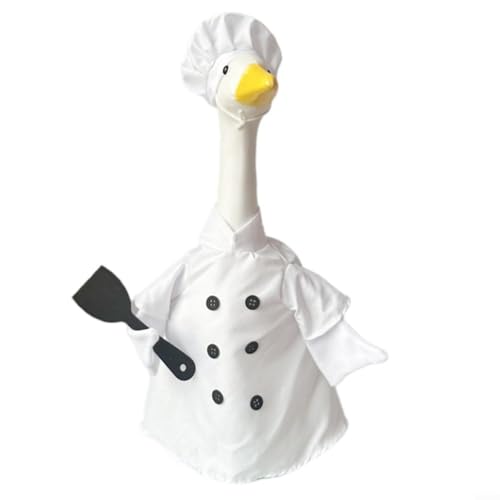 Sandyseptember Entzückendes Kostümzubehör für die 58,4 cm große Gänsestatue, große weiße Gans-Koch-Anzug (nur Kostüm) (weiß) von Sandyseptember