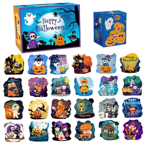 Halloween -Rätsel für Kinder, 24pcs Ghost Pumpkin Hexe Halloween Puzzle, Puzzle -Bildungsspielzeug für Kinder von Sanfiyya