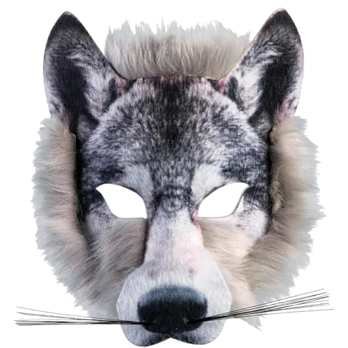 Sanfiyya Fuchs Halbgesichtsabdeckung, Tierfuchs Wolfsmaske mit elastischen Riemen, pelzige Therian-Maske, Halloween Party Cosplay-Kostüme Requisiten für Masquerade Party/8.3x6.7x3.2 Sanfiyya Fuchs Halbgesichtsabdeckung, Tierfuchs Wolfsmaske mit elastischen Riemen, pelzige Therian-Maske, Halloween Party Cosplay-Kostüme Requisiten für Masquerade Party/8.3x6.7x3.2 von Sanfiyya