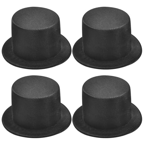 Sanfiyya Mini Black Top Hats, 4PCS Miniatur -Top -Hüte, Plastikmagierhüte, Schneemannhüte für DIY -Dekorationspartyzubehör, Schneemann -Geburtstagsfeier, Hochzeit, Familienversammlung von Sanfiyya