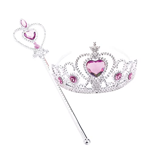 Sanfiyya Prinzessin Dress -up Accessoires, Prinzessin Crown Tiara und Zauberstab Set, Cosplay -Kleidungskostümzubehör (Rosa) von Sanfiyya