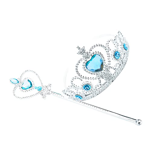 Sanfiyya Prinzessin Dress -up Accessoires, Prinzessin Crown Tiara und Zauberstab Set, Cosplay -Kleidungskostümzubehör (blau) von Sanfiyya