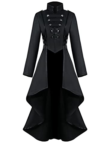 Sangdut Vintage Steampunk Jacke für Frauen - Damen Frack - Mittelalter Gothic Renaissance Kleidung - Halloween Kostüme - Erwachsene Retro Viktorianischen Piraten Vampir von Sangdut