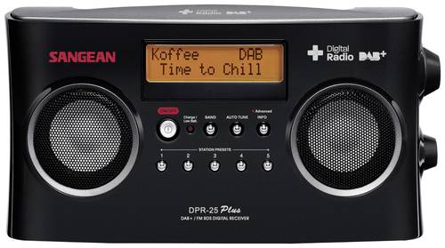 Sangean DPR-25+ Kofferradio DAB+, UKW AUX Akku-Ladefunktion Schwarz von Sangean