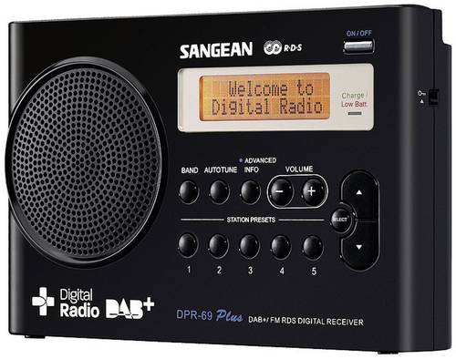 Sangean DPR-69+ Kofferradio DAB+, UKW Akku-Ladefunktion Schwarz von Sangean
