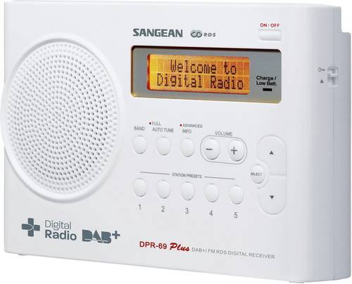 Sangean DPR-69+ Kofferradio DAB+, UKW Akku-Ladefunktion Weiß von Sangean