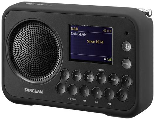 Sangean DPR-76BT Taschenradio DAB+, UKW AUX, Bluetooth® Tastensperre Grau von Sangean