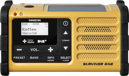 Sangean Survivor DAB Outdoorradio DAB+, UKW Notfallradio Akku-Ladefunktion, Taschenlampe, wiederaufl von Sangean