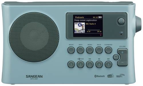 Sangean WFR-28BT Internet Tischradio DAB+, FM WLAN, Bluetooth®, AUX Akku-Ladefunktion, Spotify Hell von Sangean
