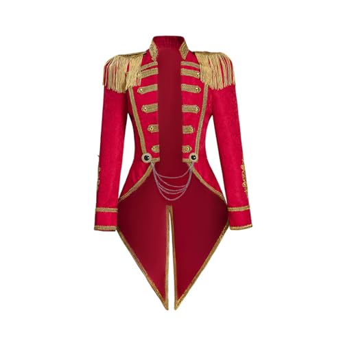 Saniplaycos Damen Ringmaster Jacke Quaste Mantel Uniform Ringmaster Zirkus Kostüm Mittelalter Lange Ärmel Frack (L) von Saniplaycos