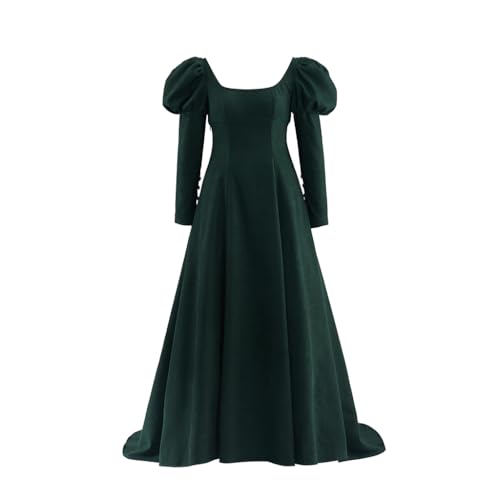 Saniplaycos Retro Empire-Taille Regency Samtkleid Grün Prinzessin Kostüm Edwardianisches Renaissance Ballkleid für Damen von Saniplaycos
