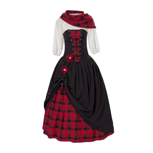 Saniplaycos Traditionelles schottisches Karomuster, Highland-Renaissance-Kostüm, Nachstellung, Weihnachtskleid, Retro-Kleid, Schottenkaro-Kleid Saniplaycos Traditionelles schottisches Karomuster, Highland-Renaissance-Kostüm, Nachstellung, Weihnachtskleid, Retro-Kleid, Schottenkaro-Kleid von Saniplaycos