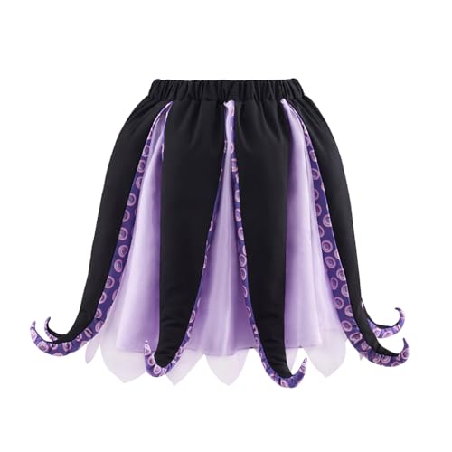 Saniplaycos Ursula Kostüm Schwarz Lila Meer Hexe Kostüm Octopus Tentakel Tutu Kleid für Erwachsene Damen, Violett, L-XL von Saniplaycos