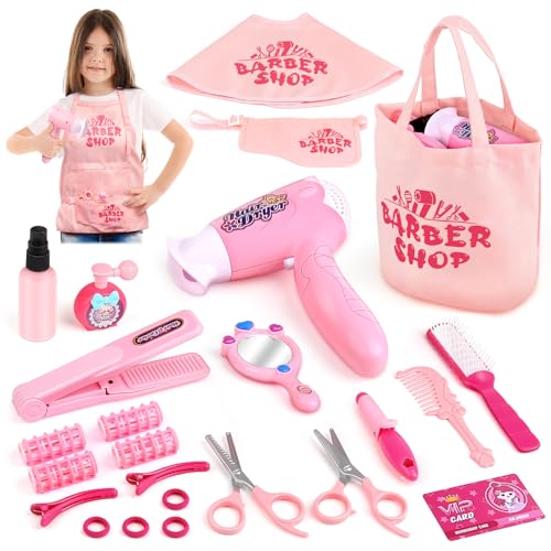 Friseursalon-Spielzeug für Mädchen, 25-teiliges Styling-Spielzeugset für Kinder von 3–6 Jahren mit Haartrockner, Friseurschere und Stylisten-Zubehör, Weihnachts- und Geburtstagsgeschenk für Mädchen Friseursalon-Spielzeug für Mädchen, 25-teiliges Styling-Spielzeugset für Kinder von 3–6 Jahren mit Haartrockner, Friseurschere und Stylisten-Zubehör, Weihnachts- und Geburtstagsgeschenk für Mädchen von Sanlebi