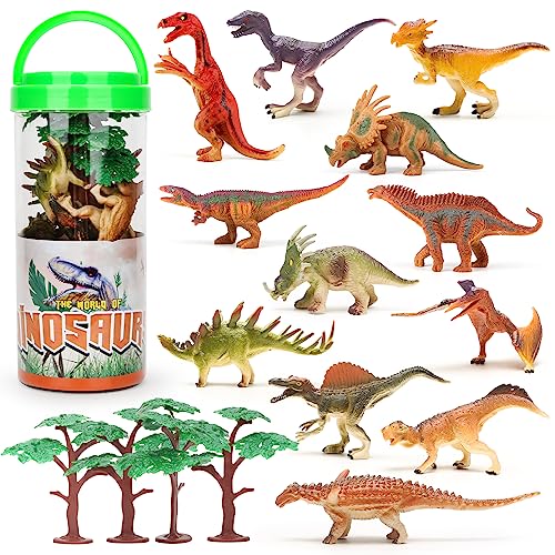Sanlebi Mini Dinosaurier Figuren Set, 16 Stücke Realistische Kleine Dinosaurier Figur Dino Torten Deko Kinder Spielzeug ab 3 Jahre von Sanlebi