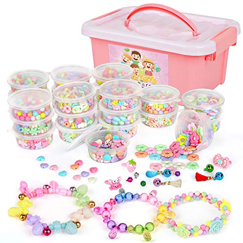 Sanlebi 2000 Stück DIY Perlen Zum Auffädeln, Schmuck Basteln Armband Mädchen Bunte Perlen Set, Perlenschmuck Ketten Basteln für Kinder von Sanlebi