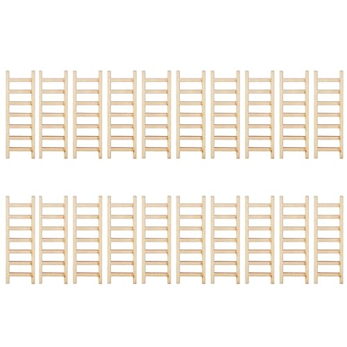 20 Stück Mini Holz Trittleiter Modell Miniatur Landschaftsmodell für Feengarten Blumentopf Bonsai (15 * 5CM) von Sanmum