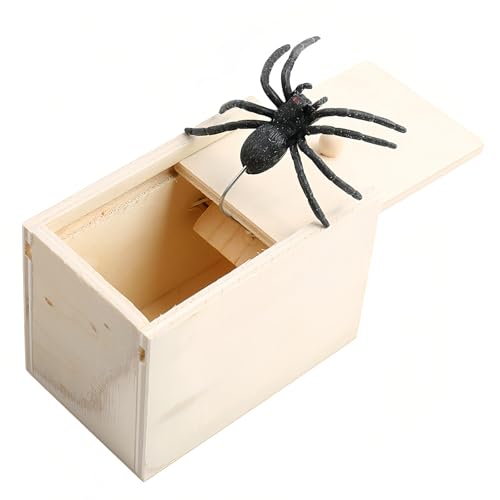 SansRealmL Spinne in der Box with Langlebigem Holzdesign & Realistischem Effekt, Unheimliche Streichbox for Kinder und Erwachsene bei Halloween-Partys - Einzelstück von SansRealmL